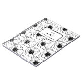  zwart-wit anemonen Patroon Notitieboek (Linkerzijde)