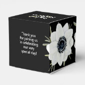 Zwart & Wit Anemonen Waterverf Bloemen Bedankdoosjes (Achterkant)