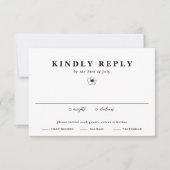 Zwart & wit Anemoon Bloem Ivoor Bloemen Huwelijk RSVP Kaartje (Voorkant)