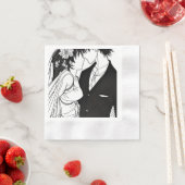 Zwart-wit anime bruid en bruidegom bruiloft servet (Insitu)