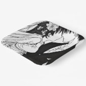 Zwart-wit Anime Bruid en Bruidegom Trouwen Papieren Bordje (Gebogen)