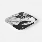 Zwart-wit Anime Bruid en Bruidegom Trouwen Papieren Bordje (Gebogen)