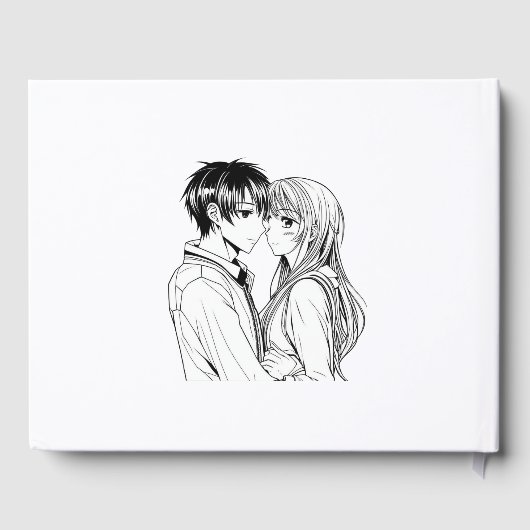 Zwart-wit anime bruiloft gastenboek (Achterkant)