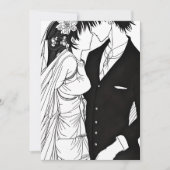 Zwart-wit anime bruiloft kaart (Voorkant)
