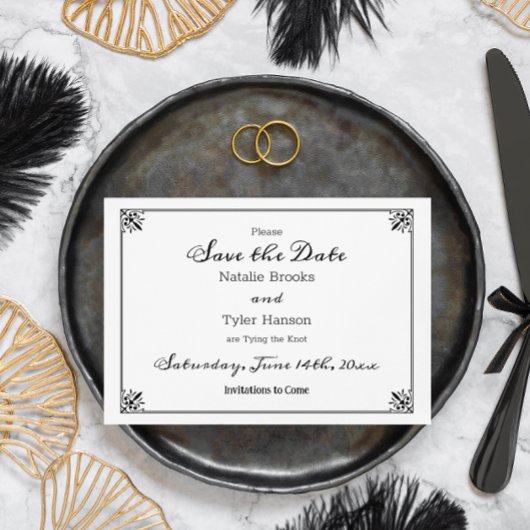 Zwart-wit anime bruiloft Save the Date Kaart