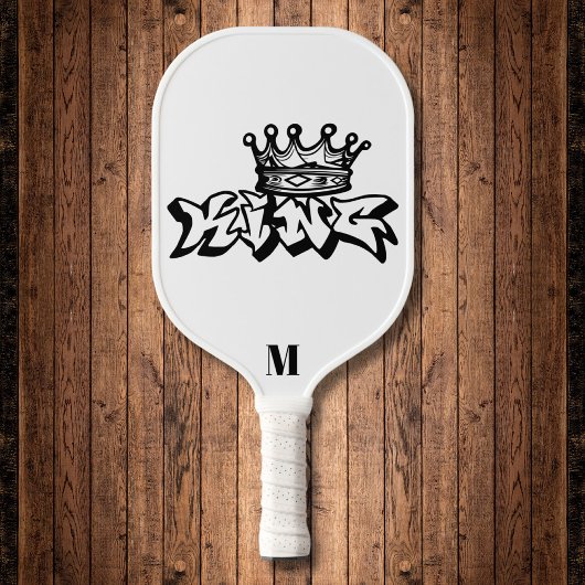 Zwart-wit Anime King Modern Monogram Pickleball Paddle
