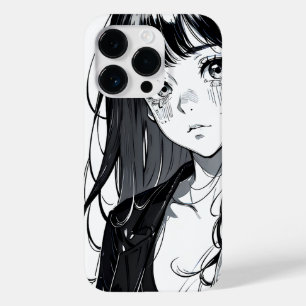 Zwart & Wit Anime Meisje Case-Mate iPhone 14 Pro Hoesje