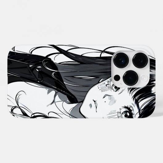 Zwart & Wit Anime Meisje Case-Mate iPhone Case (Achterkant (horizontaal))