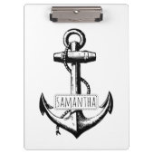 Zwart, wit  anker en naam nautisch klembord (Voorkant)