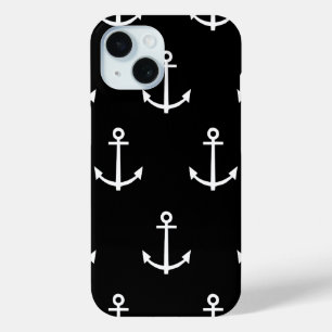 Zwart-wit anker Patroon 1 iPhone 15 Case