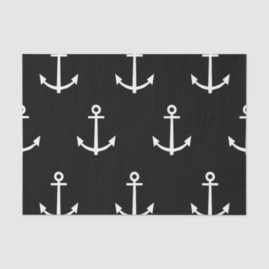 Zwart-wit anker Patroon 1 Tissuepapier (Voorkant)