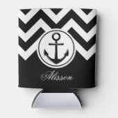 Zwart-wit anker patroon blikjeskoeler (Voorkant)