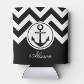 Zwart-wit anker patroon blikjeskoeler (Achterkant)