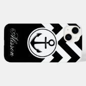 Zwart-wit anker patroon Case-Mate iPhone case (Achterkant (horizontaal))