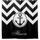 Zwart-wit anker patroon douchegordijn (Voorkant)