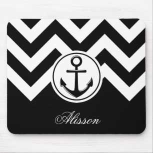 Zwart-wit anker patroon muismat