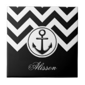 Zwart-wit anker patroon tegeltje (Voorkant)