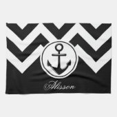 Zwart-wit anker patroon theedoek (Horizontaal)