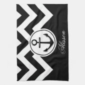 Zwart-wit anker patroon theedoek (Verticaal)