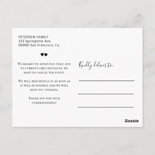 Zwart-wit annuleert uitstel briefkaart (Achterkant)