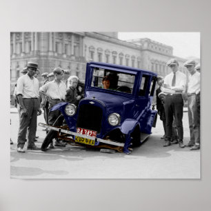 zwart-wit Antiek autowrak Poster