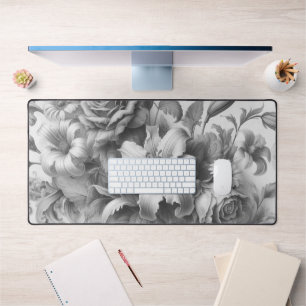 Zwart & Wit Antiek Bloemen Perfectie Bureaumat