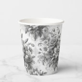 Zwart & Wit Antiek Bloemen Perfectie Papieren Bekers (Achterkant)