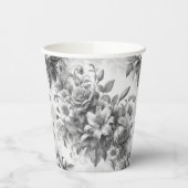 Zwart & Wit Antiek Bloemen Perfectie Papieren Bekers (Links)