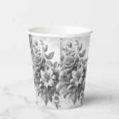 Zwart & Wit Antiek Bloemen Perfectie Papieren Bekers (Rechts)