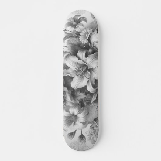 Zwart & Wit Antiek Bloemen Perfectie Persoonlijk Skateboard (Voorkant)