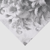 Zwart & Wit Antiek Bloemen Perfectie Tissuepapier (Detail)