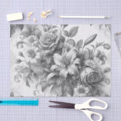 Zwart & Wit Antiek Bloemen Perfectie Tissuepapier (Craft)