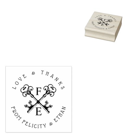 Zwart & Wit Antiek  Key Crest Stempel (Gestempeld)
