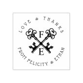 Zwart & Wit Antiek  Key Crest Stempel (Afrduk)