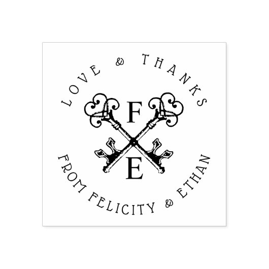 Zwart & Wit Antiek  Key Crest Stempel (Afrduk)