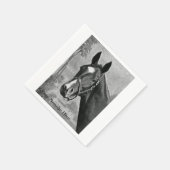 Zwart-wit Antiek Paard Illustratie Servetten (Hoek)