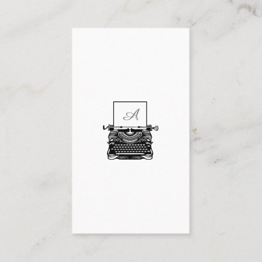 zwart-wit Antiek typemachine monogram Visitekaartje (Achterkant)