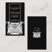zwart-wit Antiek typemachine monogram Visitekaartje (Voorkant / Achterkant)