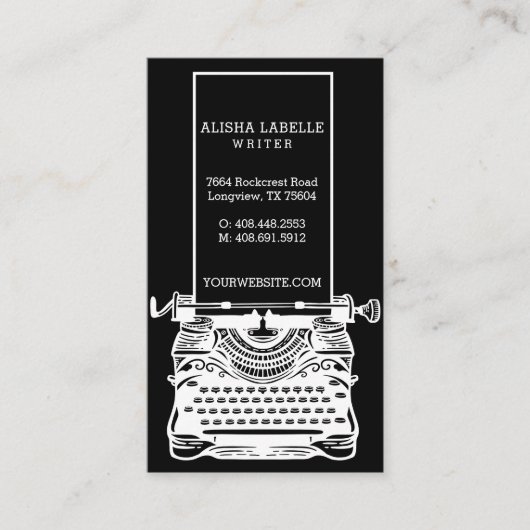 zwart-wit Antiek typemachine monogram Visitekaartje (Voorkant)