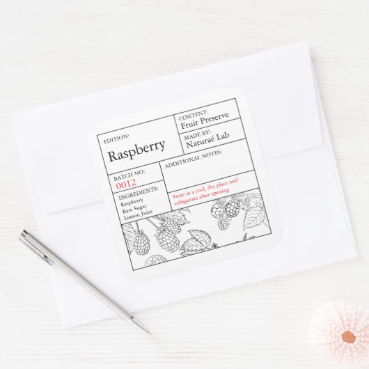 Zwart & Wit Apotheek Framboos etiket (Envelop)