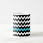Zwart, wit & aqua chevron – helder accent zigzag koffiemok (Center)