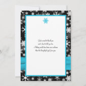 Zwart, Wit Aqua Sneeuwvlokken Bedankkaart - Plat Kaart (Achterkant)