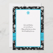 Zwart, Wit, Aqua Sneeuwvlokken Dankkaart-Flat Kaart (Achterkant)