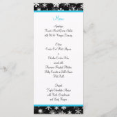 Zwart, Wit, Aqua Sneeuwvlokken Menu Kaart (Achterkant)