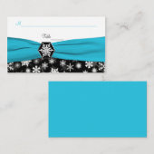 Zwart, Wit, Aqua Sneeuwvlokken Place Cards Plaatskaartje (Voorkant / Achterkant)