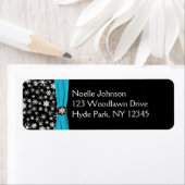 Zwart, Wit, Aqua Sneeuwvlokken Retouradres Label (Insitu)