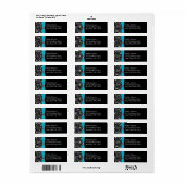 Zwart, Wit, Aqua Sneeuwvlokken Retouradres Label (Full Sheet)