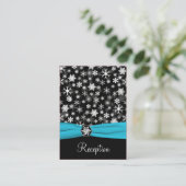 Zwart, Wit, Aqua Snowflakes Behuizing Kaart (Staand voorkant)