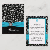 Zwart, Wit, Aqua Snowflakes Behuizing Kaart (Voorkant / Achterkant)