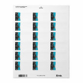 Zwart, wit, Aqua Snowflakes Blank Adres Etiket (Full Sheet)